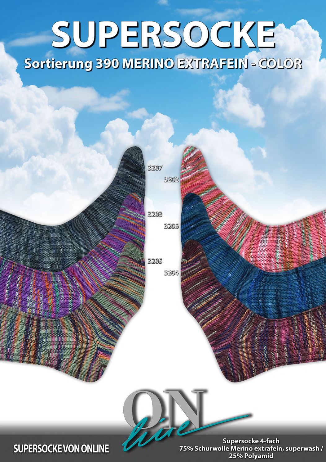 Artikelbild 1 des Artikels “ONline Supersocke Sort. 390 Merino Extrafein Color 100g “