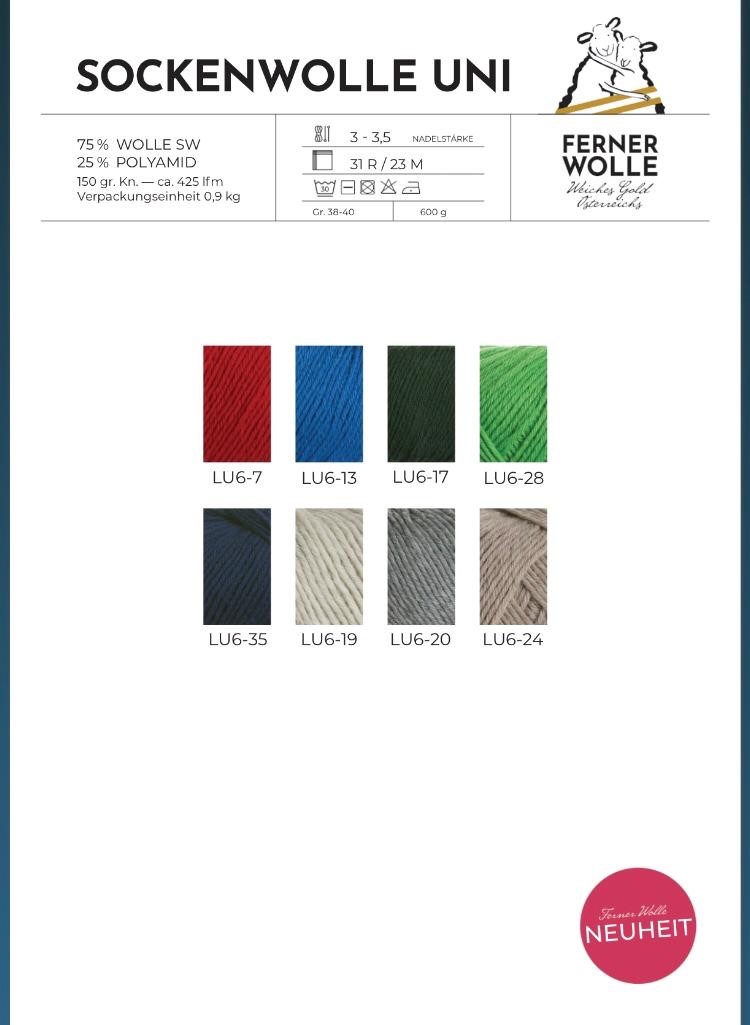 Artikelbild 1 des Artikels “Ferner Wolle Lungauer Sockenwolle 6-fach Merino UNI “
