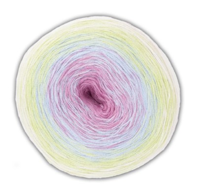 Artikelbild 2 des Artikels “Kimonopullover Blütenrausch aus Woolly Hugs Bobbel Cotton 32 - gelb/blau/rosa/pastell | 36-40 (400g)“
