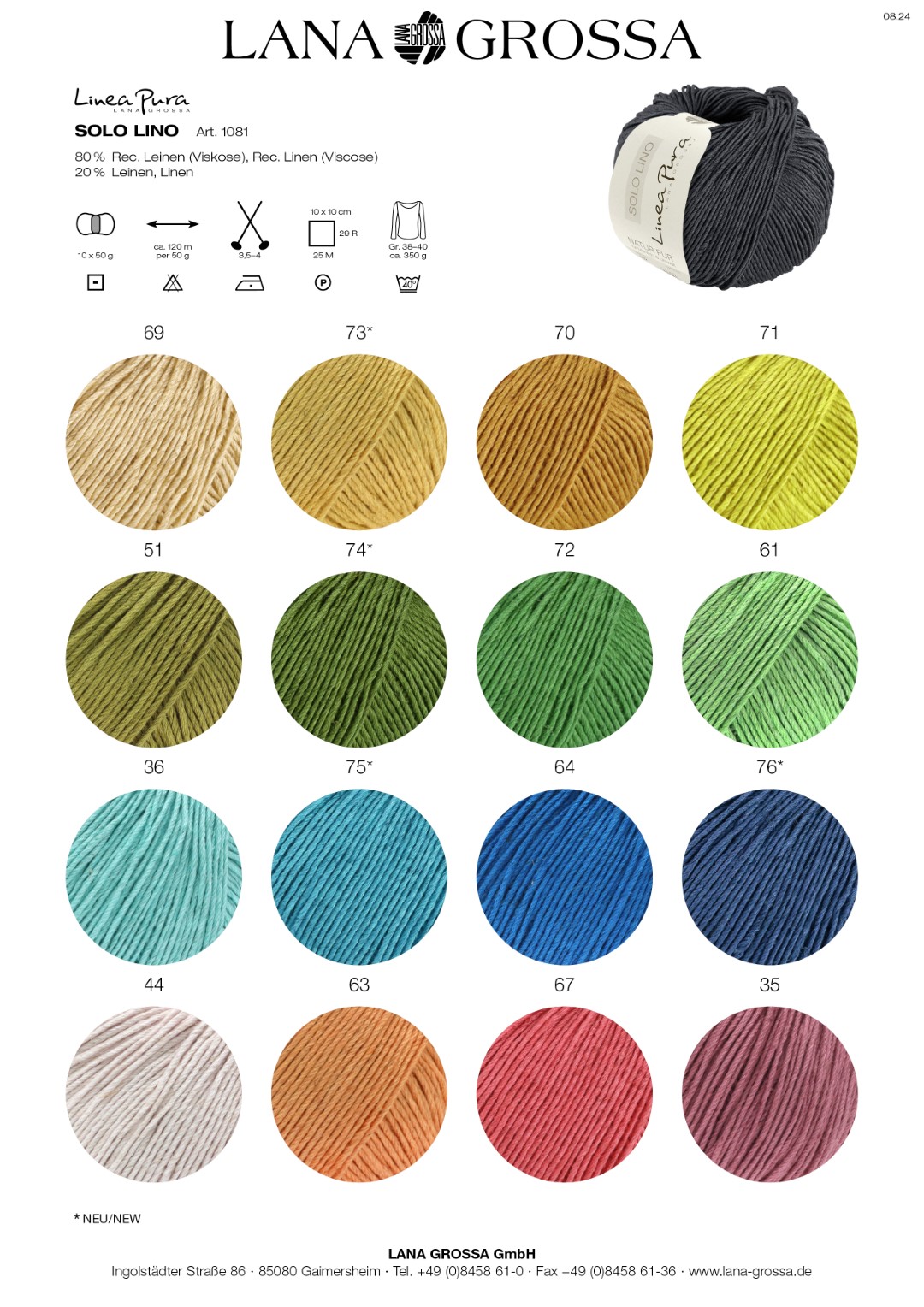 Artikelbild 2 des Artikels “Lana Grossa Solo Lino (Linea Pura) “
