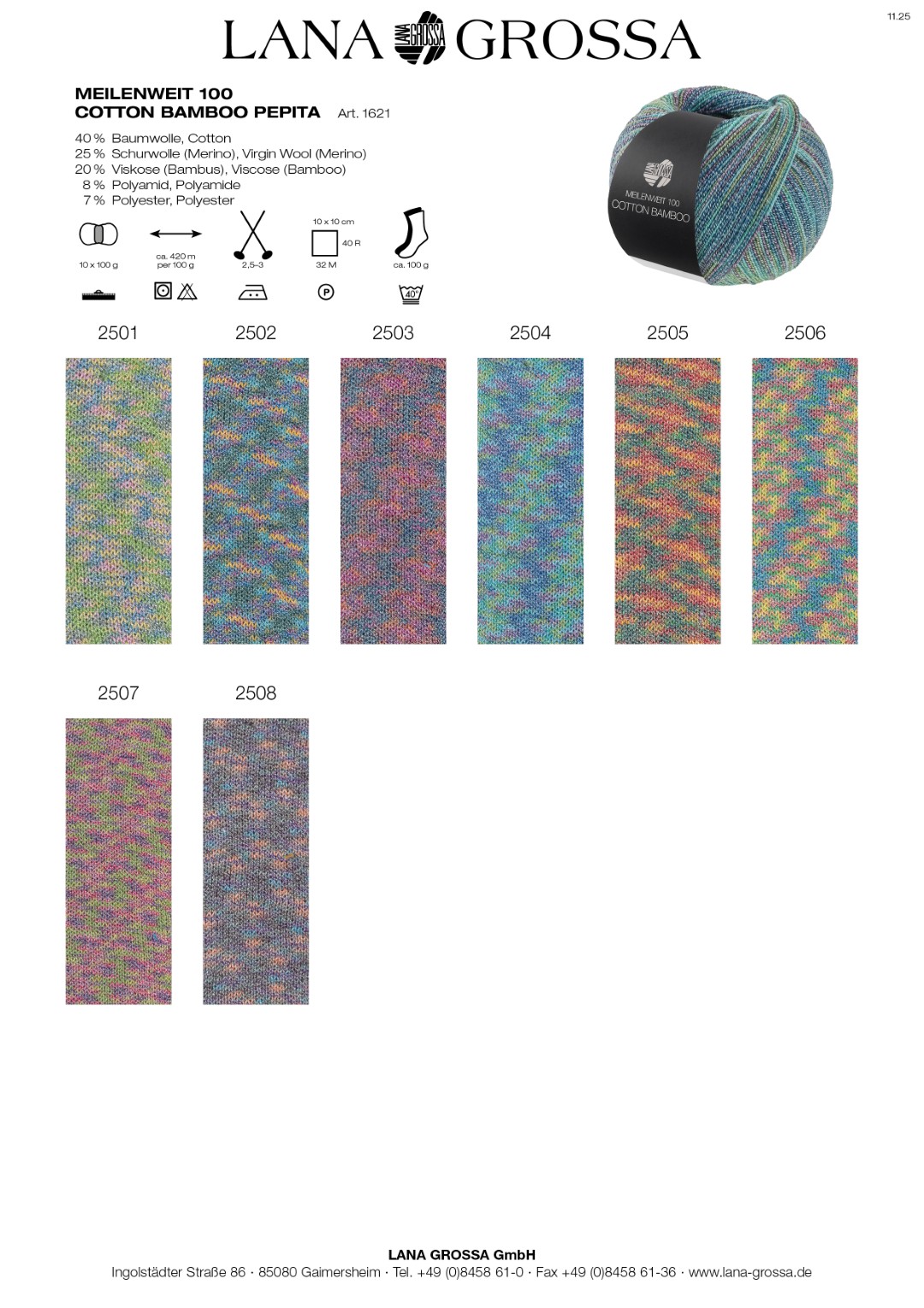 Artikelbild 2 des Artikels “MEILENWEIT 100g Cotton Bamboo Pepita “