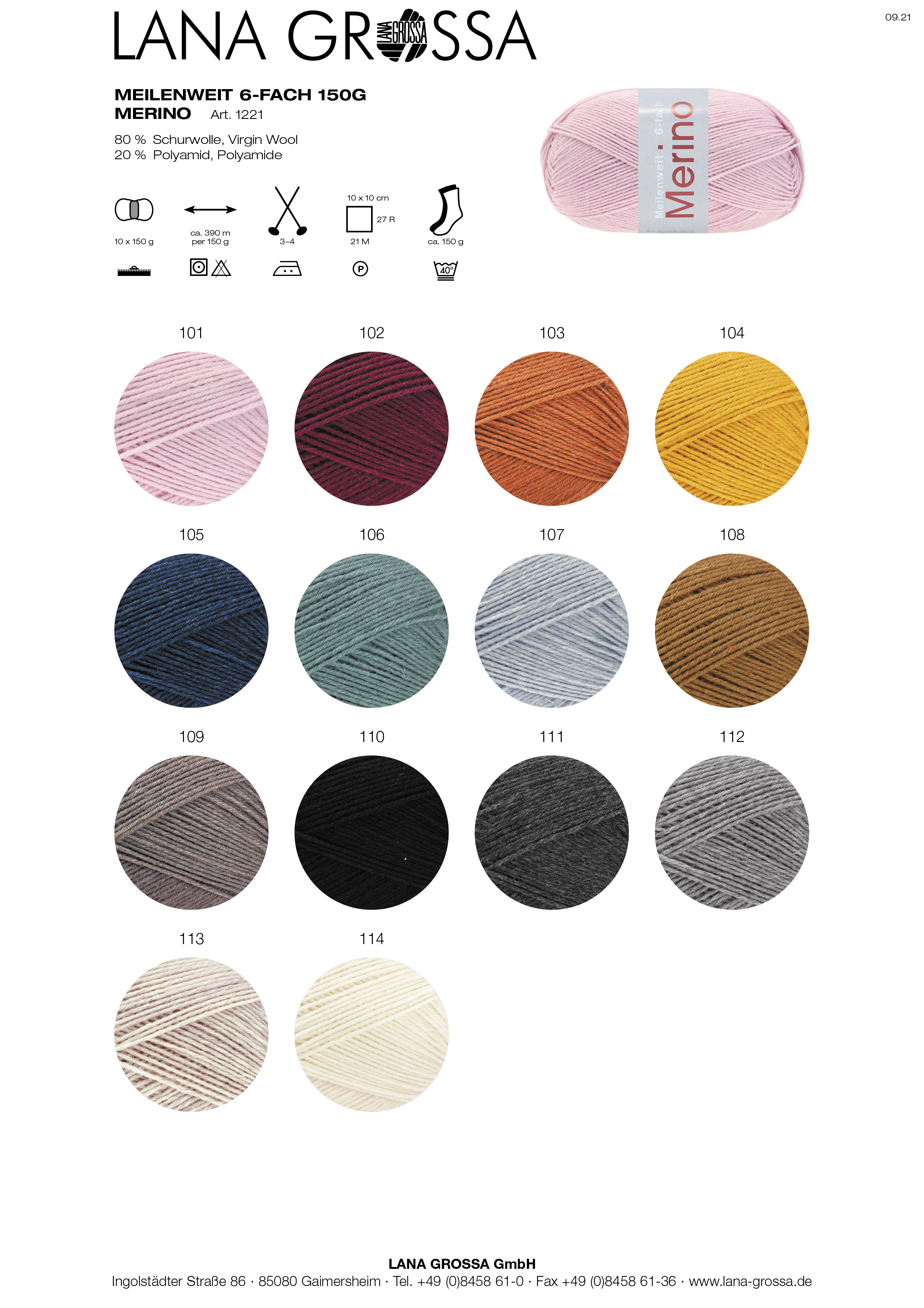 Artikelbild 2 des Artikels “MEILENWEIT 6-fach 150g Merino uni “