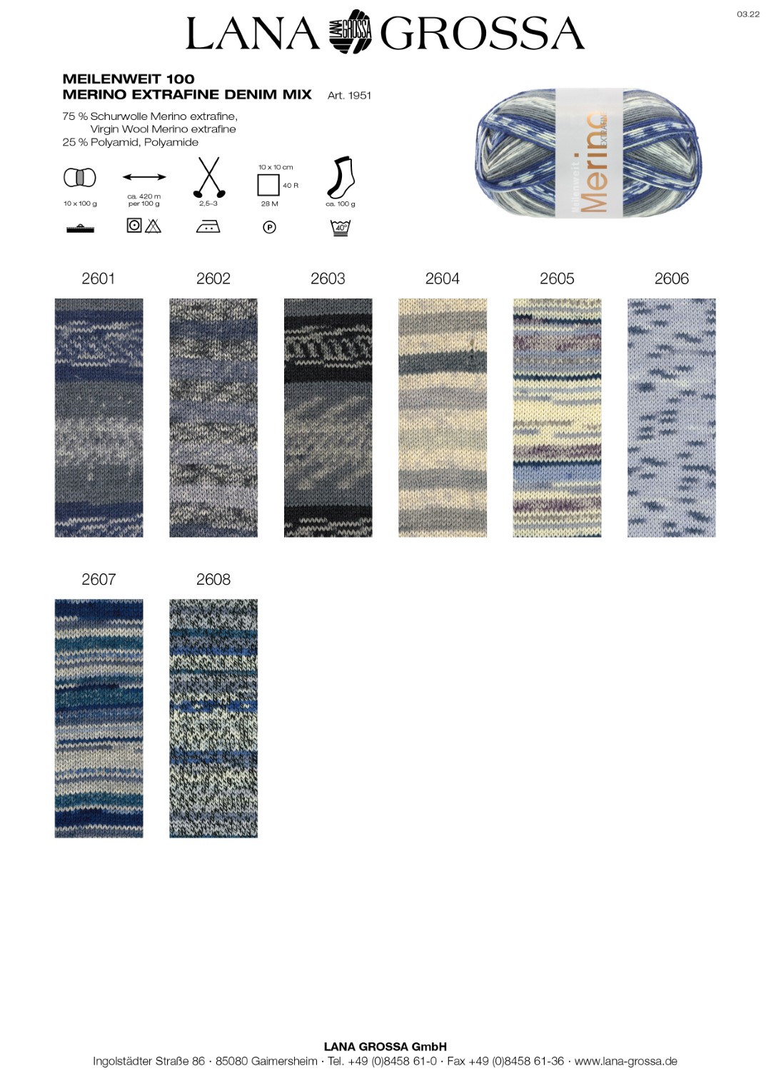 Artikelbild 2 des Artikels “MEILENWEIT 100g Merino Extrafine Denim Mix “