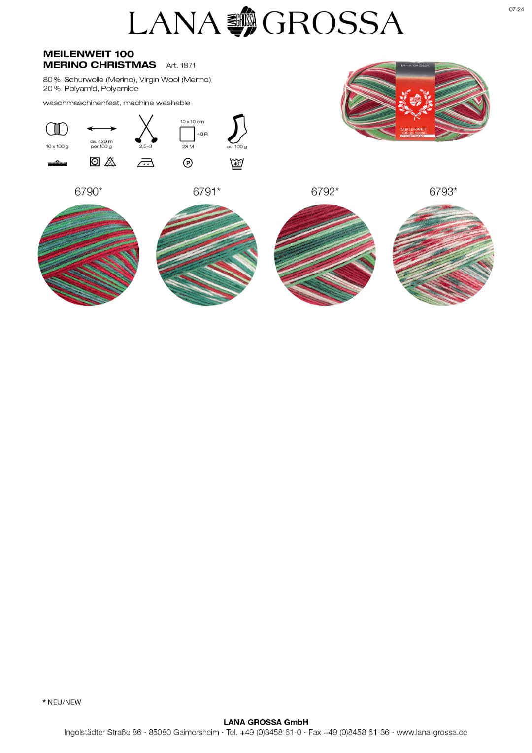 Artikelbild 2 des Artikels “MEILENWEIT Merino 4-fach 100g CHRISTMAS “