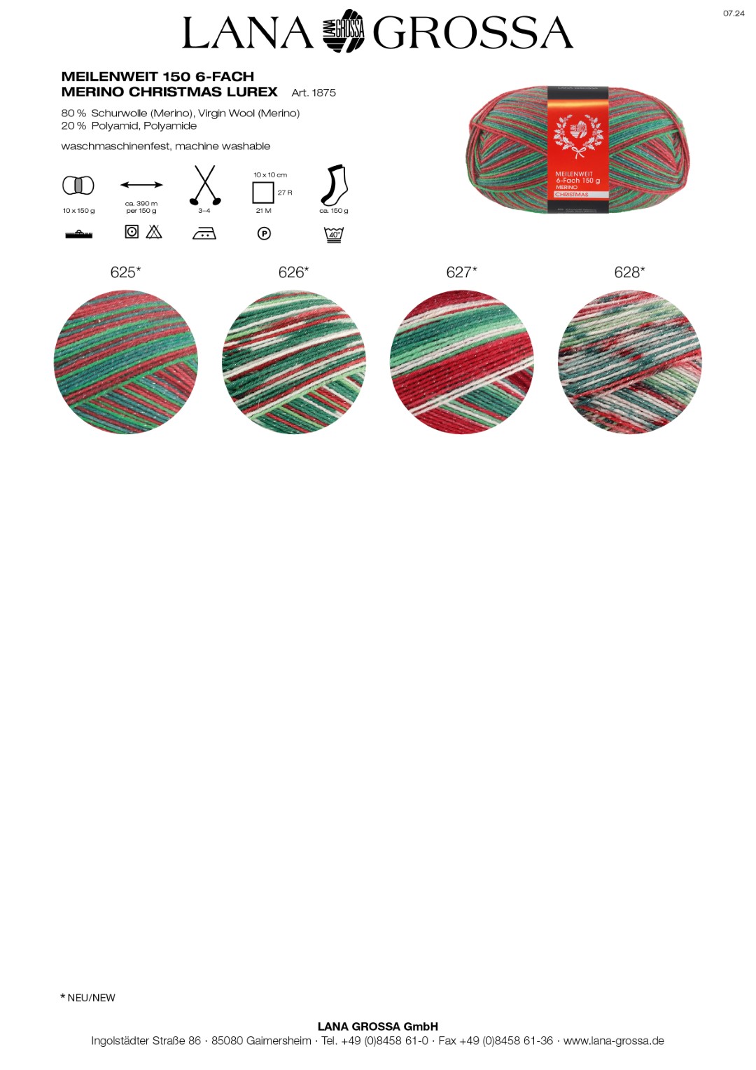 Artikelbild 2 des Artikels “MEILENWEIT Merino 6-fach 150g CHRISTMAS “