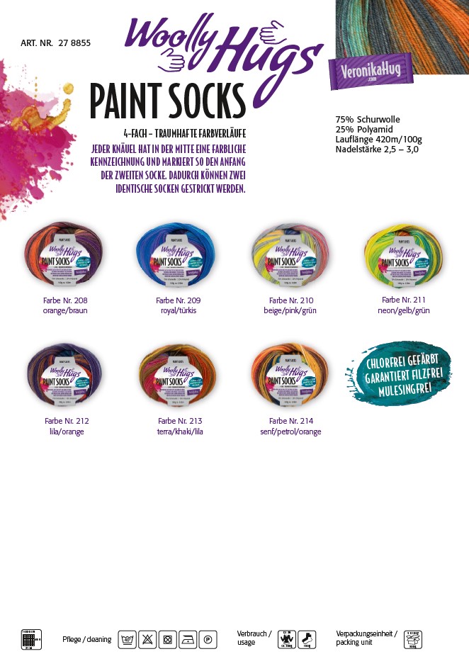 Artikelbild 2 des Artikels “Woolly Hugs Paint Socks 100g “