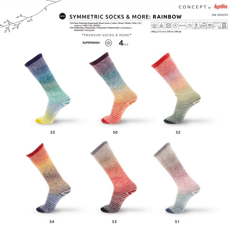 Artikelbild 2 des Artikels “Katia Concept Symmetric Socks & More: Rainbow 4-fach “