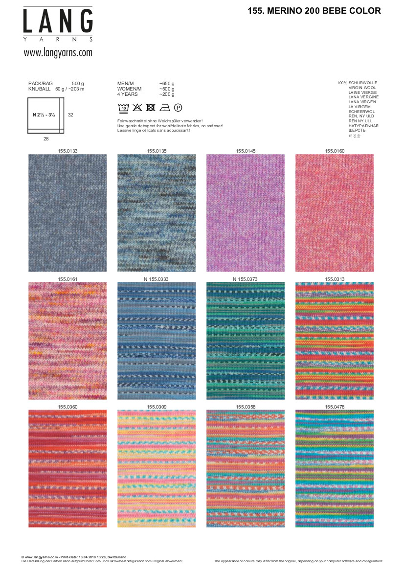 Artikelbild 3 des Artikels “Lang Yarns Merino 200 Bebé Color “