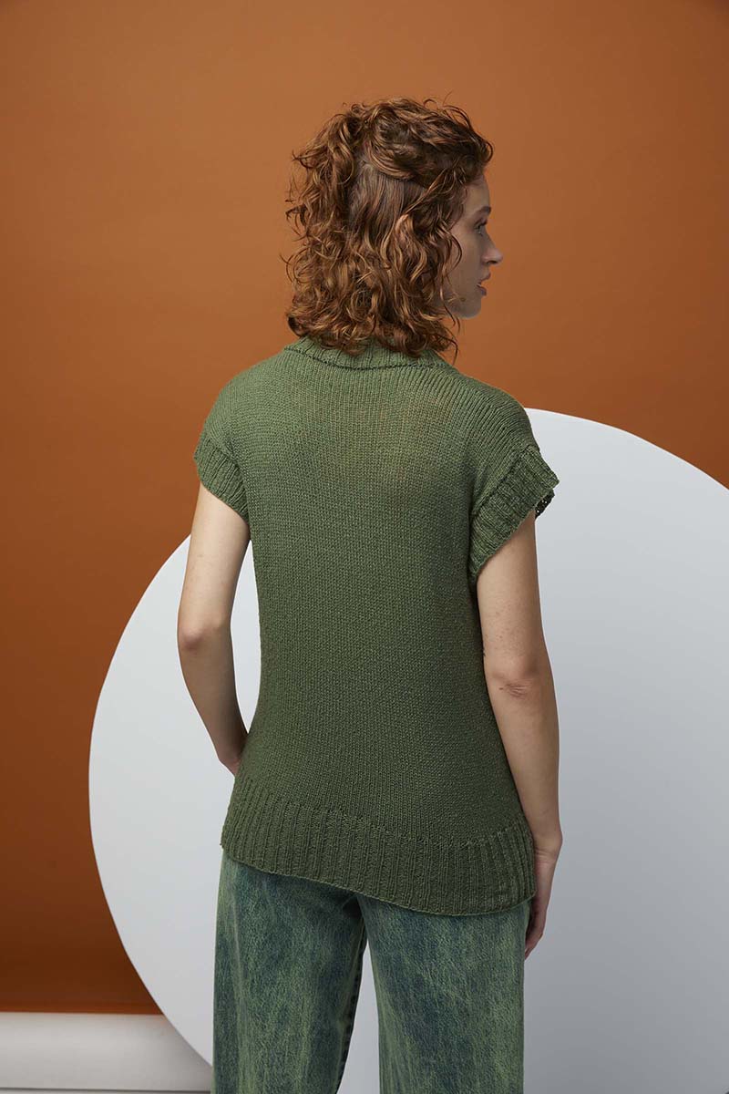 Artikelbild 3 des Artikels “Kurzarmpullover Top Down Saya aus Noёlle 1134.0098 - Olive | L (175g)“
