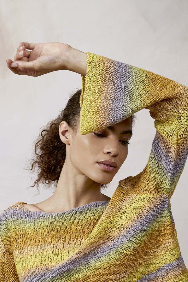 Artikelbild 3 des Artikels “Pullover mit ausgestellten Ärmeln aus Linello 1066.0051 - grün/gelb/braun | XL (500g)“