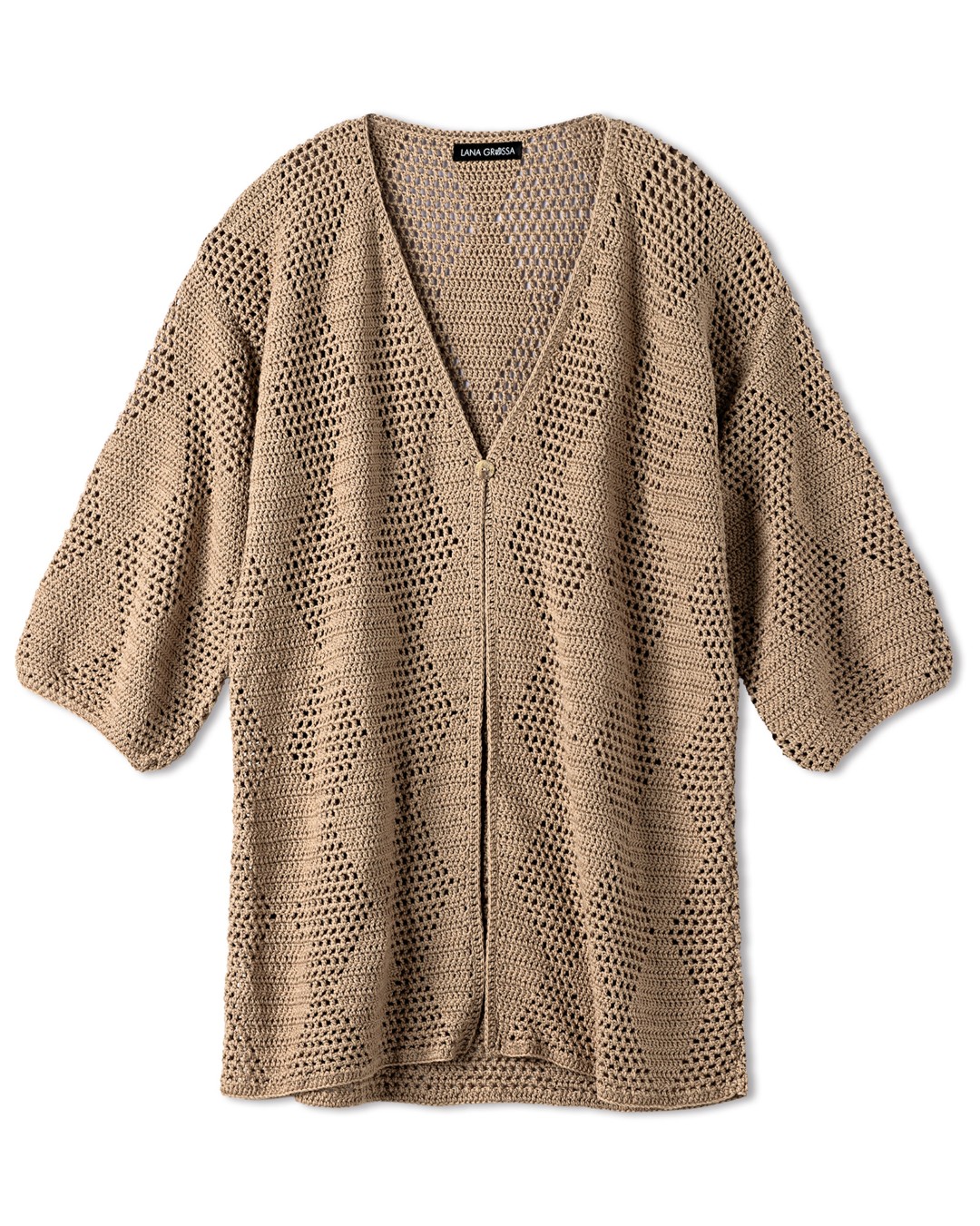 Artikelbild 3 des Artikels “Longcardigan Im Gitter–Rautenmuster aus Alta Moda Cotolana 13 - Petrol | 36 - 42 (650g)“