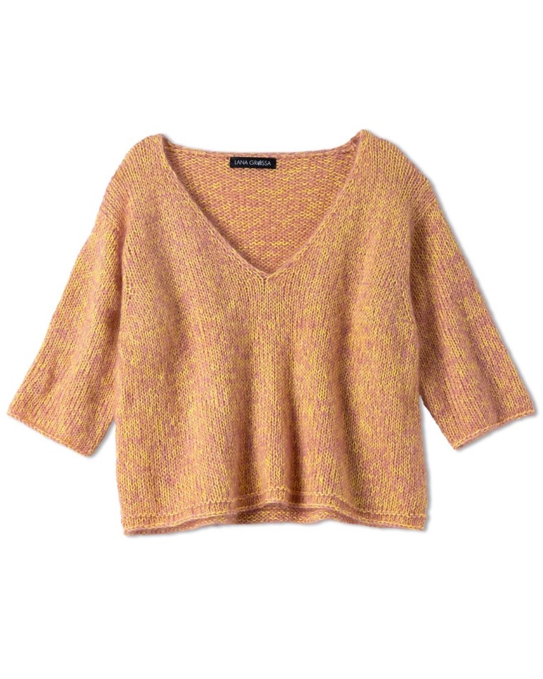 Artikelbild 3 des Artikels “V-Pullover Glatt Rechts Mit Dreiviertelärmeln aus Summer Cashmere & Silkhair “