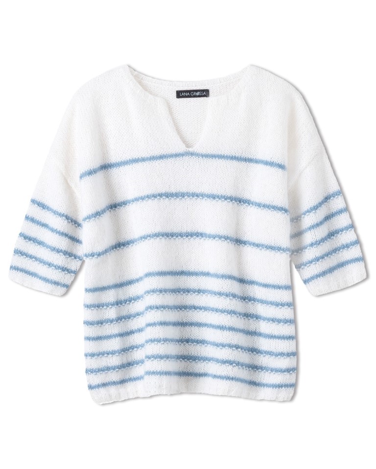 Artikelbild 3 des Artikels “Pullover Glatt Rechts Mit Perlmuster Und Streifen aus Ecopuno & Silkhair “
