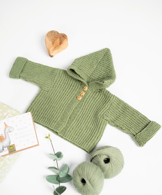 Artikelbild 3 des Artikels “Kapuzenjäckchen im Strukturmuster aus Pro Lana Baby Merino Soft “