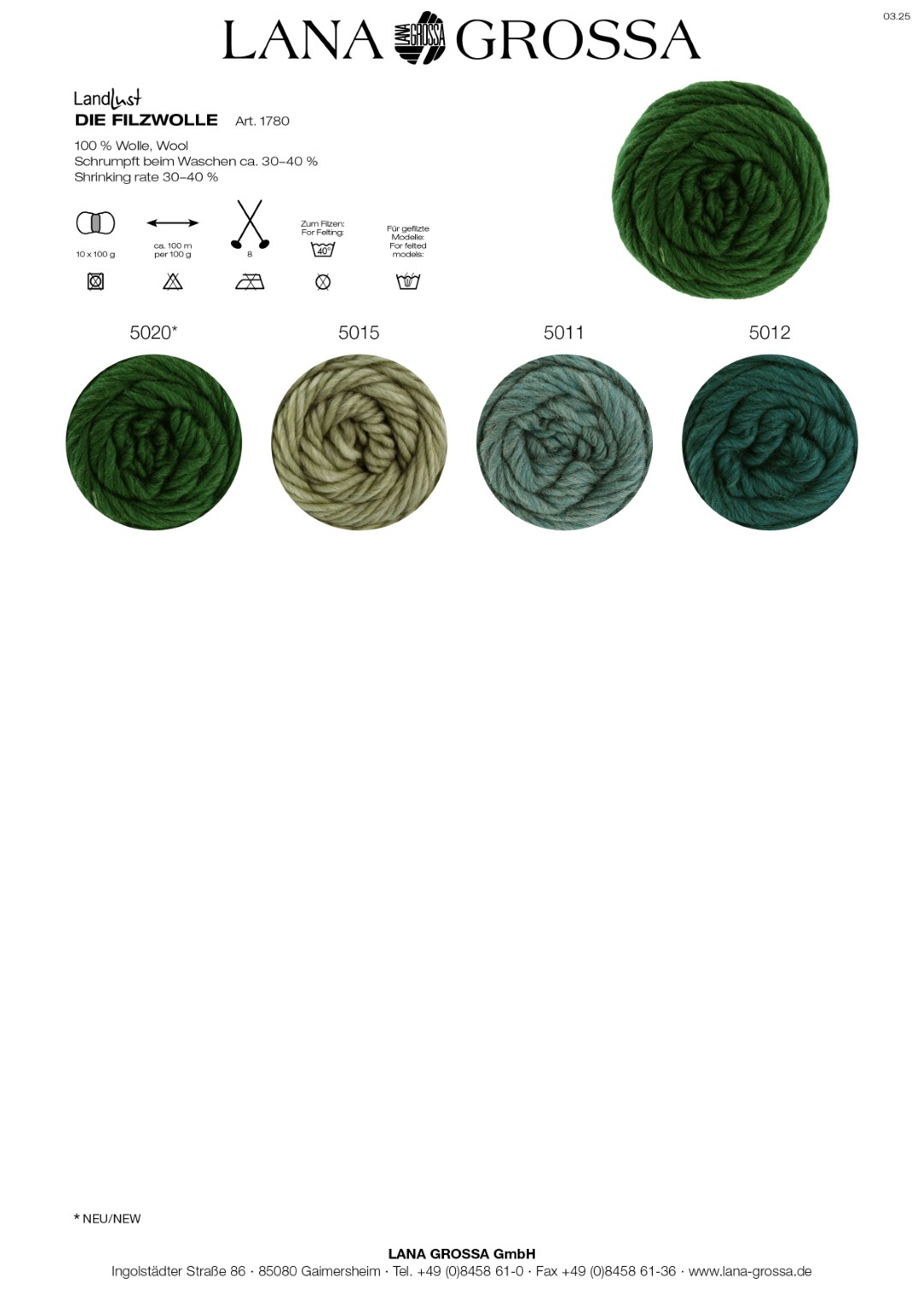 Artikelbild 3 des Artikels “LandLust die Filzwolle 100g “