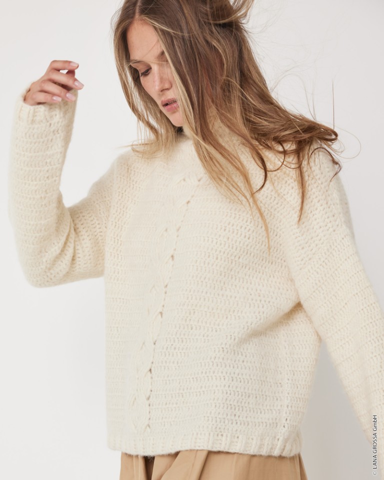 Artikelbild 4 des Artikels “Häkelpullover Mit Zopfstreifen aus Nebbia “