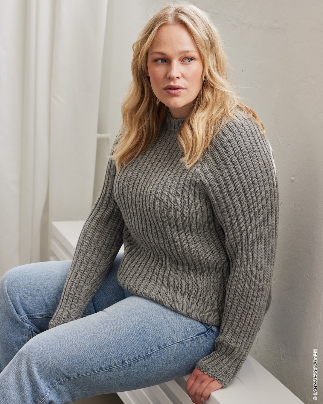 Artikelbild 4 des Artikels “Top Down Pullover Mit Stehkragen aus Merino Uno 02 - Ecru | 48/50 (600g)“