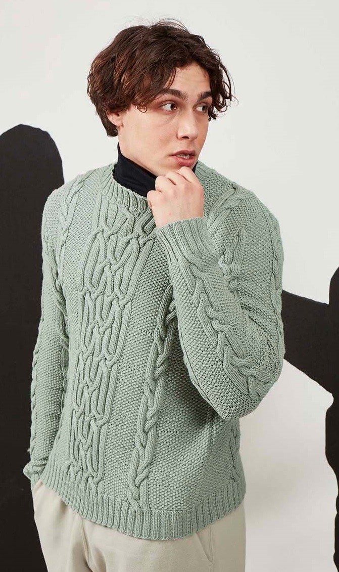 Artikelbild 5 des Artikels “Herrenpullover mit Zopfmuster aus Merino 120 “